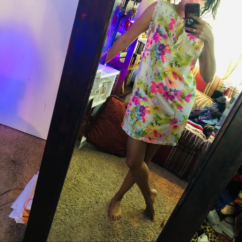 Vintage nylon floral nightgown